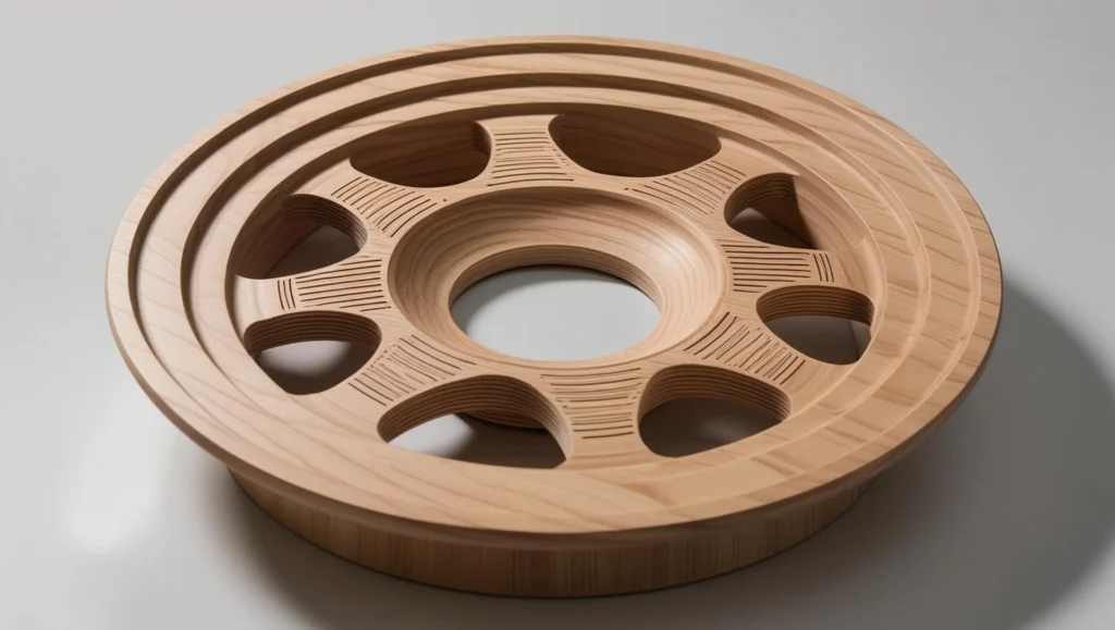 CNC cut wooden wheel prototype webp